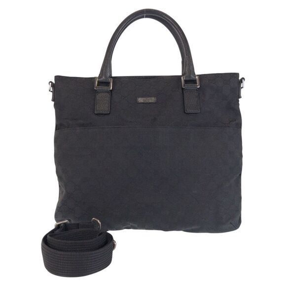 Gucci GG Canvas Leather Tote Bag - Picture 1 of 9